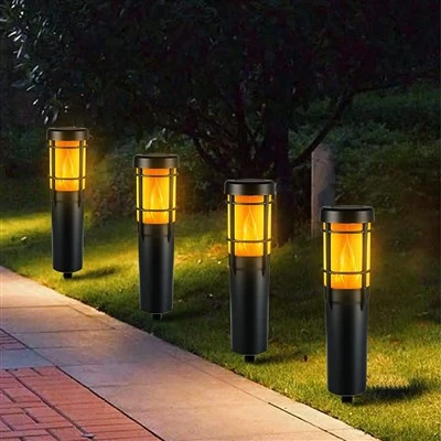 Lampada Solare da Giardino a LED da Terra RGB e Fiamma