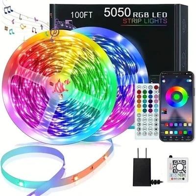 Strisce luminose a LED RGB intelligenti da 65,6 piedi che cambiano colore, telecomando e controllo app